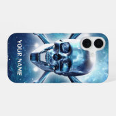 宇宙スカル。電話パーソナライズされたケース iPhone 16ケース (裏面横)