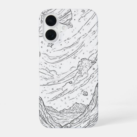宇宙スケッチビュー iPhone 16ケース (裏面)