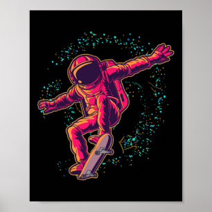宇宙スケートボード宇宙飛行士少年子供ギフト ポスター
