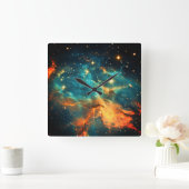 宇宙スタイリッシュ銀河系 スクエア壁時計 (ホーム)