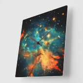 宇宙スタイリッシュ銀河系 スクエア壁時計 (傾斜)