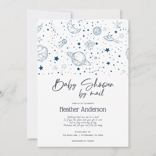 宇宙スターズベビーシャワーバイメール 招待状 (正面)