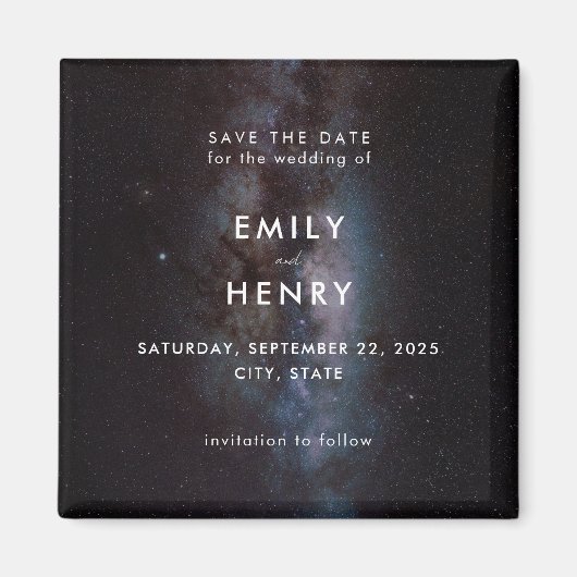 宇宙スターズミルキーウェイ銀河系ウェディング日付を保存 マグネット (正面)