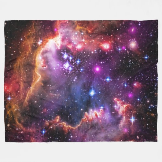 宇宙スターリーウィングチップ、小さなマゼラン雲 フリースブランケット (正面(横))