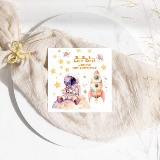 宇宙スター&宇宙飛行士子供の誕生日パーティー スタンダードカクテルナプキン