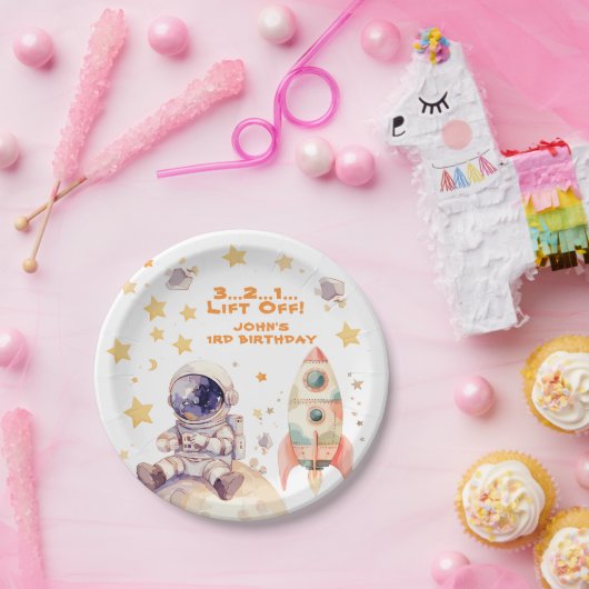 宇宙スター&宇宙飛行士子供の誕生日パーティー ペーパープレート (パーティー)