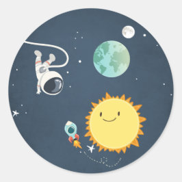 宇宙ステッカー封筒用シールロケット宇宙飛行士 ラウンドシール