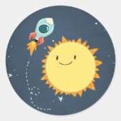 宇宙ステッカー封筒用シール宇宙ロケットサン ラウンドシール (正面)