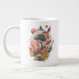 宇宙ステップ上のスターダスト開花 ジャンボコーヒーマグカップ