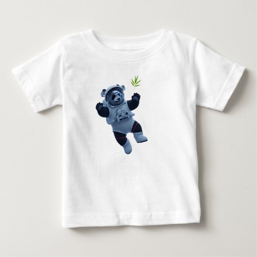 宇宙ステーションに浮かぶパンダの宇宙飛行士 ベビーTシャツ (正面)