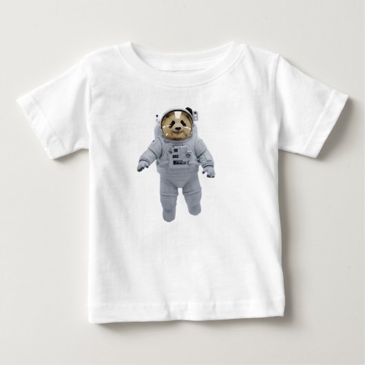 宇宙ステーションに浮かぶパンダ宇宙飛行士 ベビーTシャツ (正面)