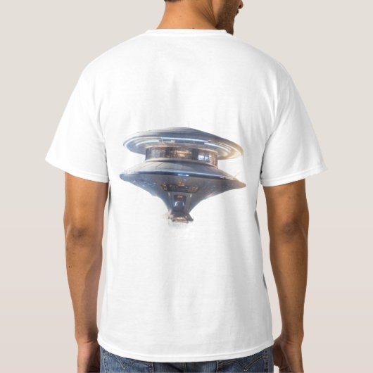 宇宙ステーションの壮大なイラスト | Tシャツ (裏面)