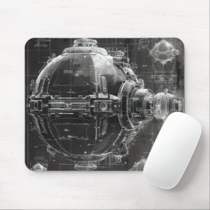 宇宙ステーションの黒い図 マウスパッド