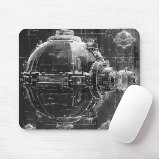 宇宙ステーションの黒い図 マウスパッド (マウス)