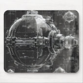 宇宙ステーションの黒い図 マウスパッド (正面)