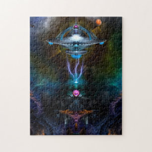 宇宙ステーションアンスーディカルフラクタルアート ジグソーパズル