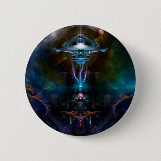 宇宙ステーションアンスーディカルフラクタルアート 缶バッジ (正面)