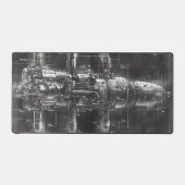 宇宙ステーションブラックブループリント デスクマット (正面)