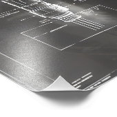 宇宙ステーションブラックブループリント フォトプリント            (角)