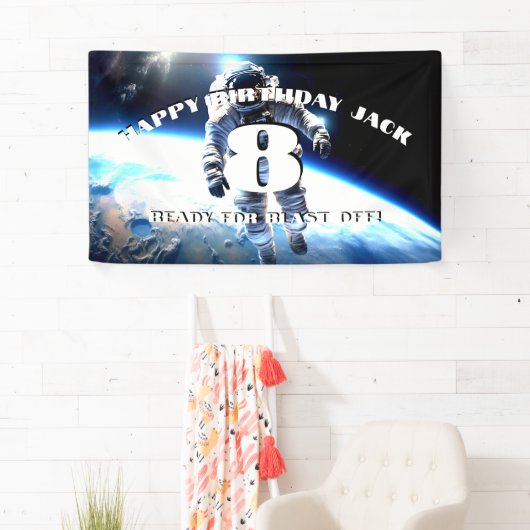 宇宙スーツ宇宙飛行士の誕生日ブラストカスタムオフ 横断幕 (インサイチュ)