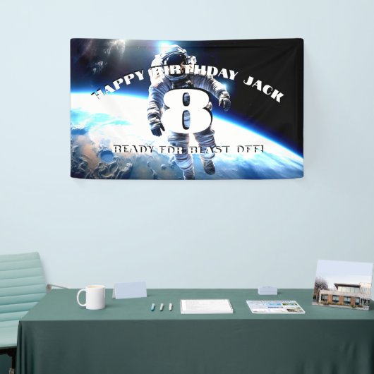 宇宙スーツ宇宙飛行士の誕生日ブラストカスタムオフ 横断幕 (トレードショー)