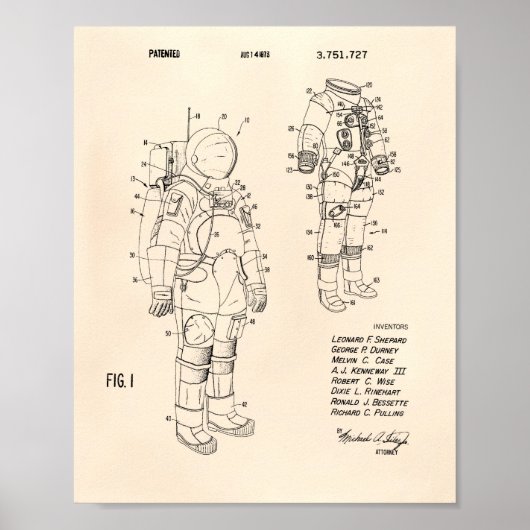 宇宙スーツ1973特許芸術 – オールドペッパー ポスター (正面)