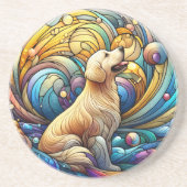 宇宙セラミックの渦巻きに魅了された犬 コースター (正面)