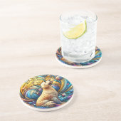 宇宙セラミックの渦巻きに魅了された犬 コースター (側面)