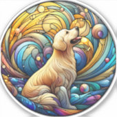 宇宙セラミックの渦巻きに魅了された犬 シール (正面)