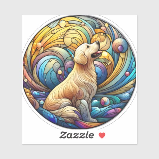 宇宙セラミックの渦巻きに魅了された犬 シール (シート)