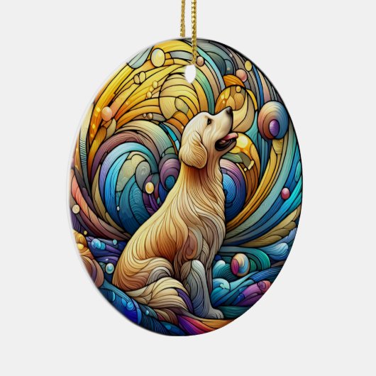 宇宙セラミックの渦巻きに魅了された犬 セラミックオーナメント (右)