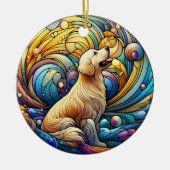 宇宙セラミックの渦巻きに魅了された犬 セラミックオーナメント (正面)