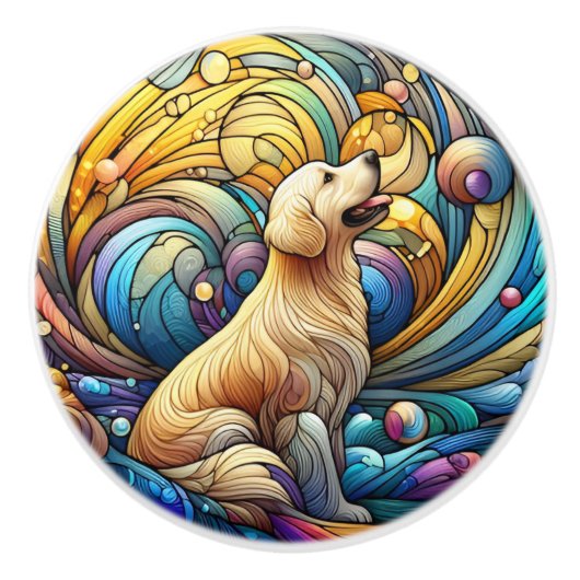 宇宙セラミックの渦巻きに魅了された犬 セラミックノブ (正面)