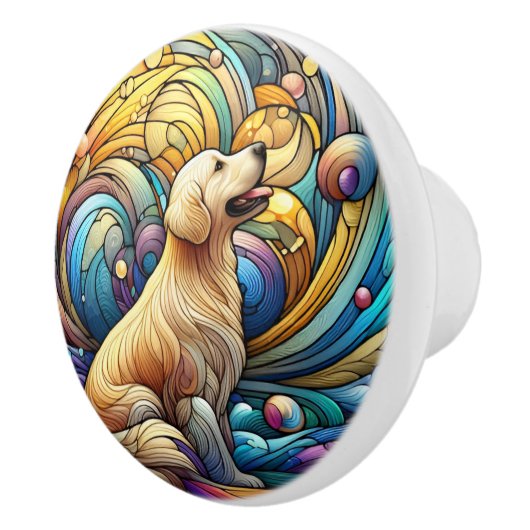 宇宙セラミックの渦巻きに魅了された犬 セラミックノブ (右)