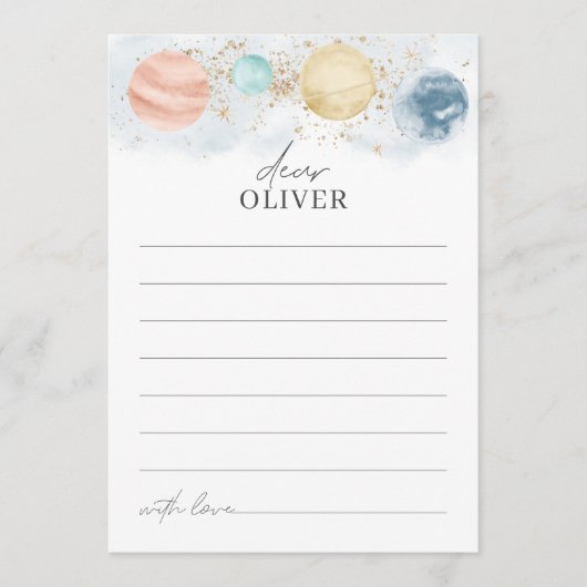 宇宙タイムカプセルカード惑星ボーイ誕生日 カード (正面)