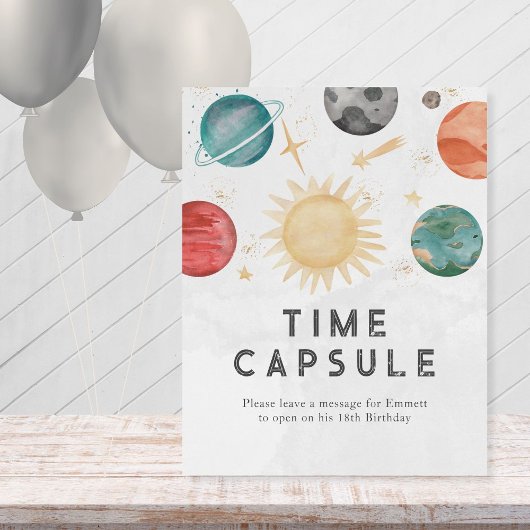 宇宙タイムカプセル1st誕生日テーブル 台座サイン