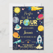 宇宙タキュラーボーイ4歳の誕生日の招待状。 招待状 (正面)