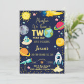 宇宙タキュラ男の子2歳の誕生日の招待状。 招待状 (スタンド正面)