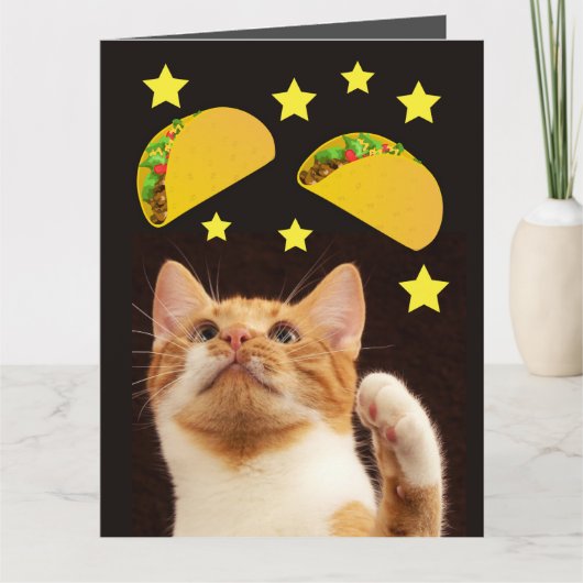 宇宙タコ猫おもしろい誕生日グリーティングカード カード (正面)