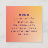 宇宙タロットリーディング神秘的ウィッチーオレンジグラデーション スクエア名刺 (裏面)