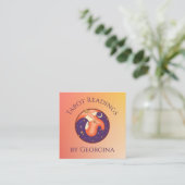 宇宙タロットリーディング神秘的ウィッチーオレンジグラデーション スクエア名刺 (スタンド正面)