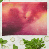 宇宙ダストコズミックスターレッド&イエローディッシュ キッチンタオル (折り畳み)