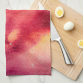 宇宙ダストコズミックスターレッド&イエローディッシュ キッチンタオル (四つ折り)