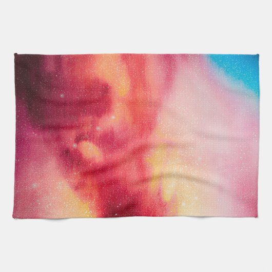 宇宙ダストコズミックスターレッド&イエローディッシュ キッチンタオル (横)
