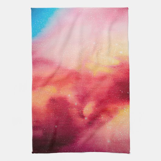 宇宙ダストコズミックスターレッド&イエローディッシュ キッチンタオル (縦)