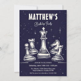 宇宙チェスをテーマにしたモダン星の誕生会 招待状