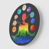 宇宙チャクラ瞑想 | スピリチュアルエネルギーヨガ ラージ壁時計 (傾斜)