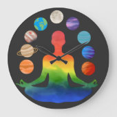 宇宙チャクラ瞑想 | スピリチュアルエネルギーヨガ ラージ壁時計 (正面)