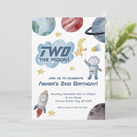 宇宙ツーザムーンセカンドバースデー招待状 招待状 (スタンド正面)