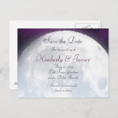 宇宙テーマの日付を保結婚存 案内ポストカード (正面/裏面)